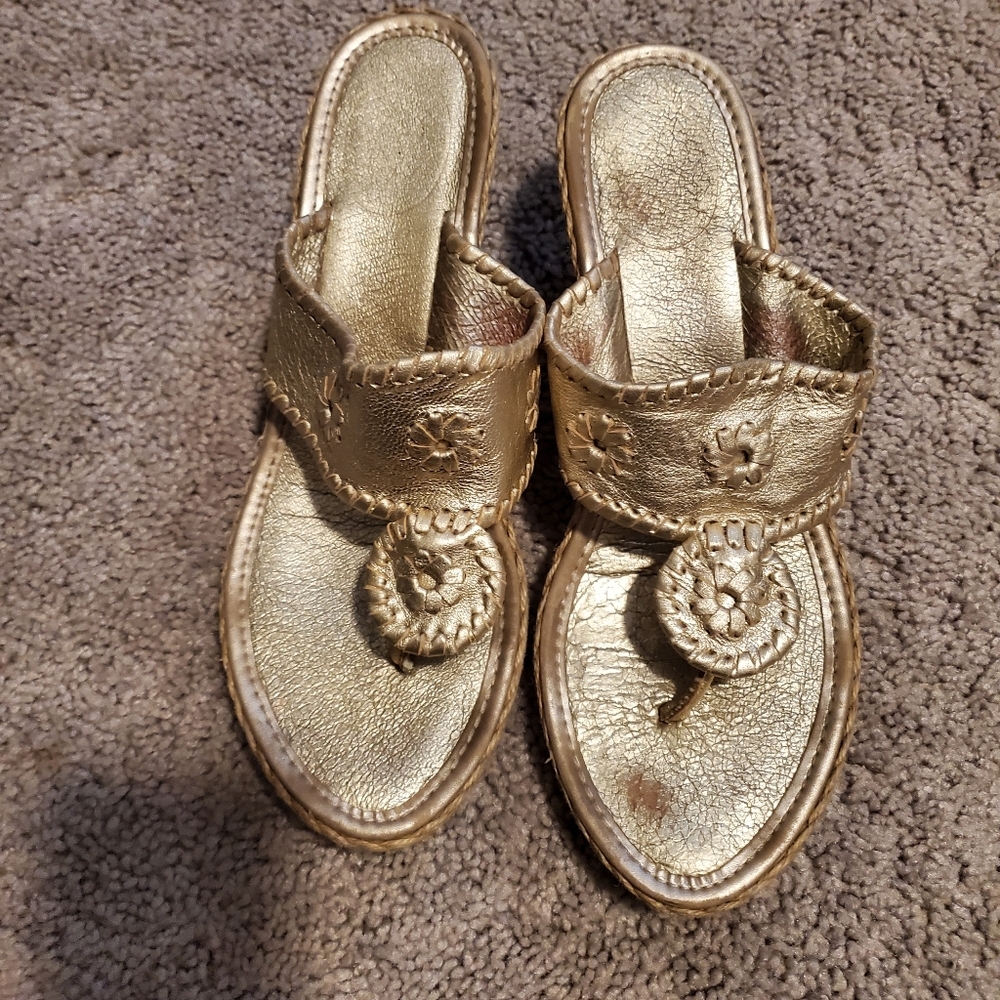 Jack Rogers Gold Women's Slide Wedge Sandals Size 9.5